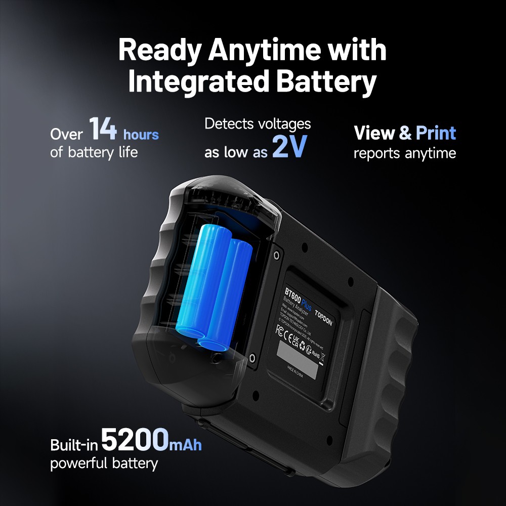 3.5‘’ Screen TOPDON BT600 Plus Battery Tester Truck Charging Cranking Analyzer
