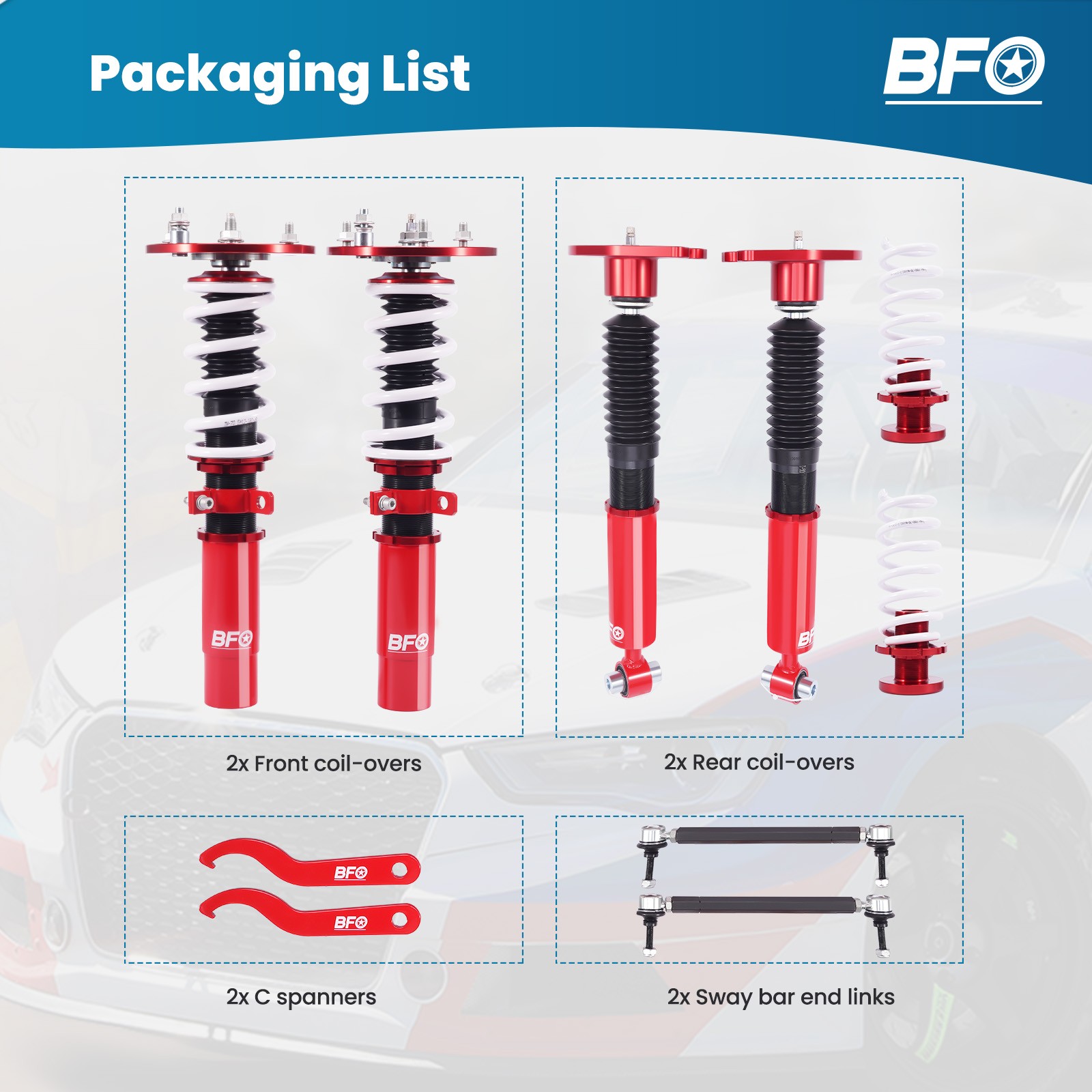BFO 24 Level Damper Coilovers Lowering Kit For BMW 3-Series RWD (F30) 2011-2019