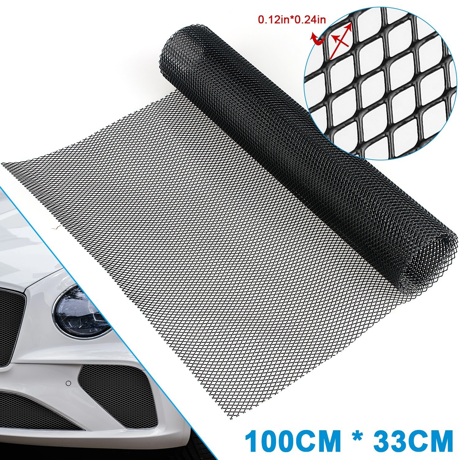 40″x 13″ Car Honeycomb Mesh Grill Spoiler Bumper Vent Grille Net 0.11″X0.23″