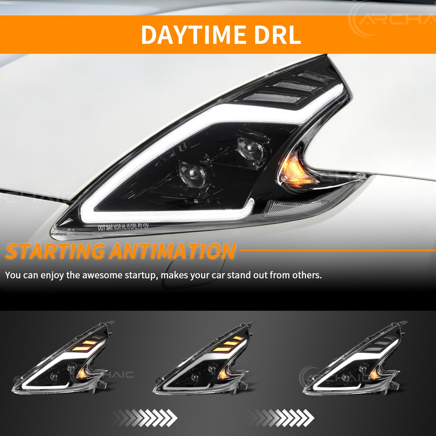 LED Projector Headlights Front Lamp RH+LH For Nissan 370Z Fairlady Z34 2009-2021