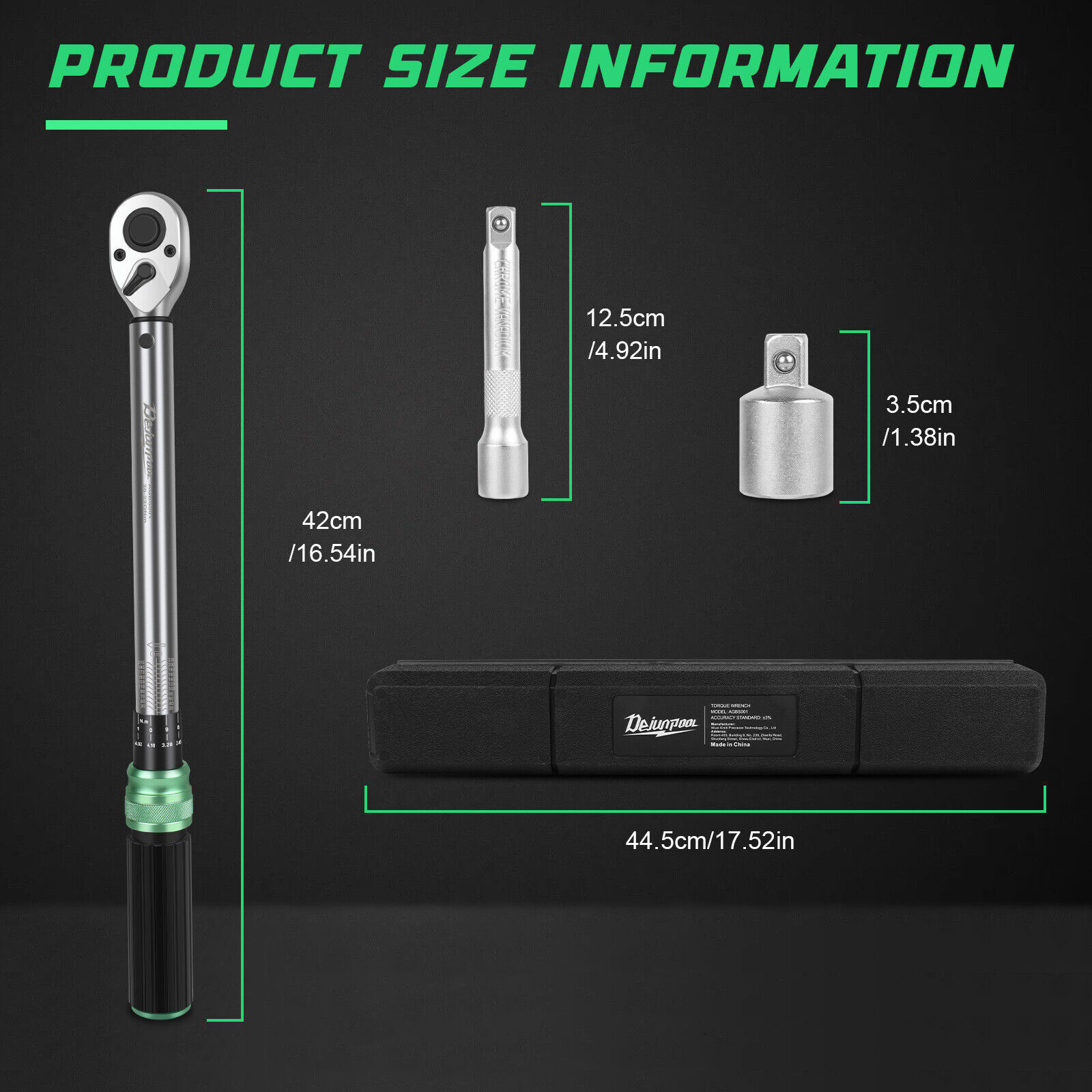 1/2″ Drive Click Torque Wrench Snap Socket Ratcheting 14.76~162 FT-LB/20~220N.M