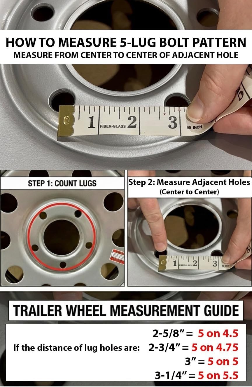 Trailer Tire and Wheel ST205/75D15 LRC 5 Lug Black Modular Style Rim 5×4.5″