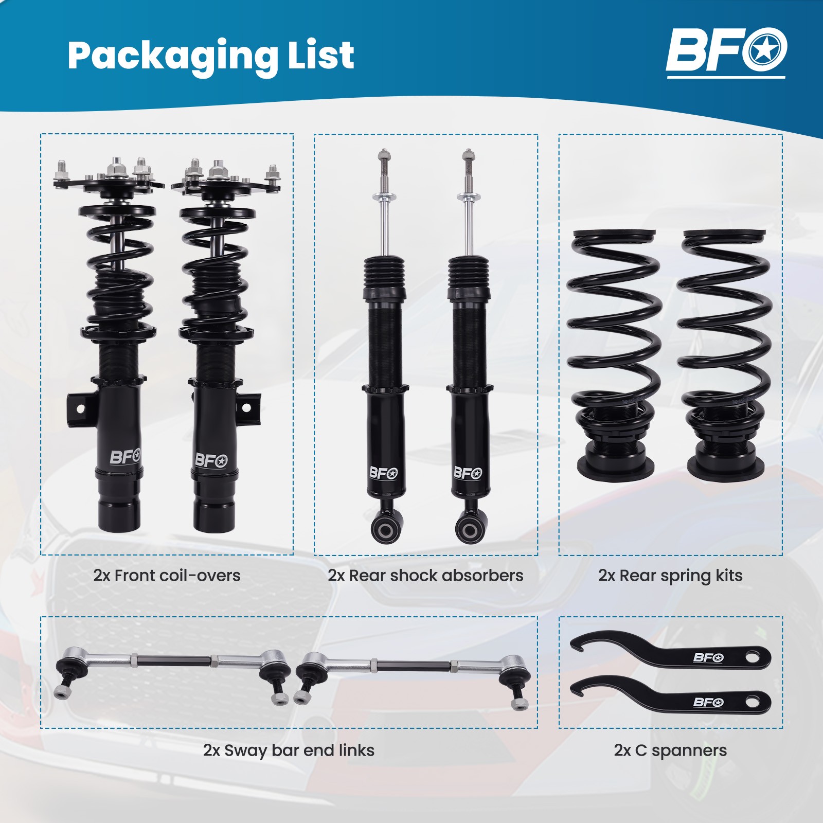BFO Adjustable Coilover Struts Kit for Honda Civic SI Coupe Sedan 17-21