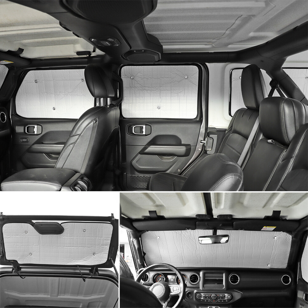 8x Window Shade Windshield Sun Visor Accessories For Jeep Wrangler JL 4DR 2018+