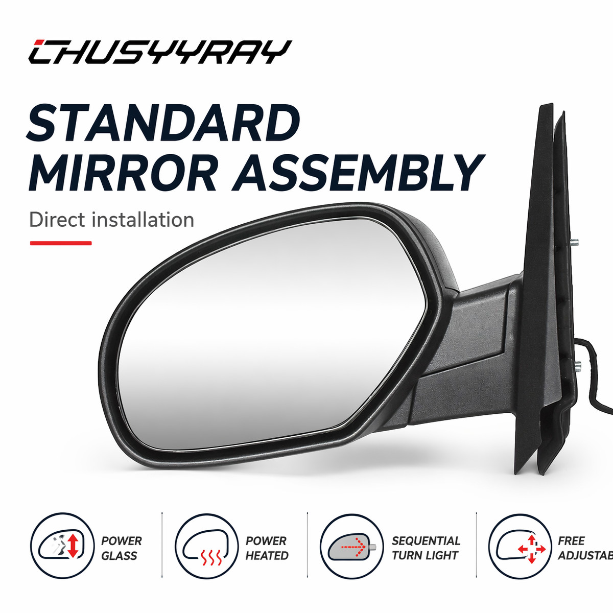Driver Power Mirror Manual Fold Heated for 2007-2013 Chevrolet Avalanche