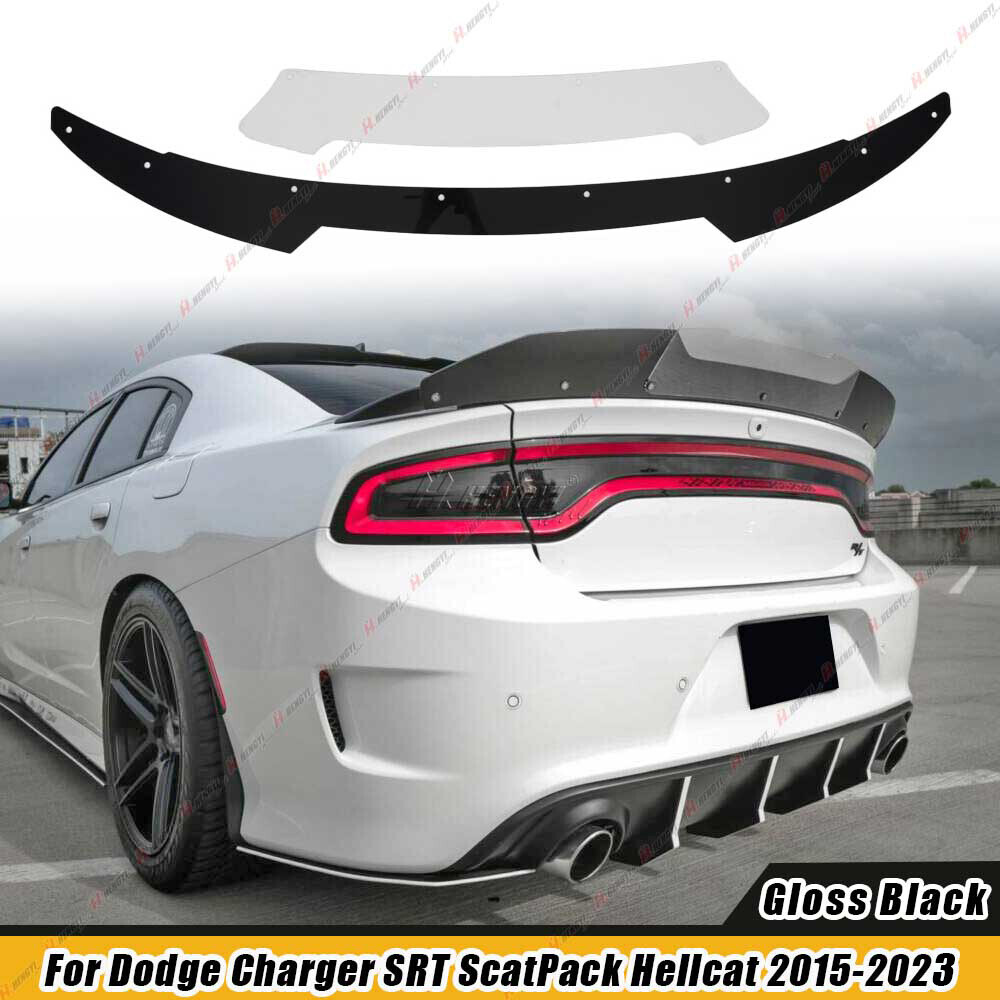2 Pcs V3 Style BK Decklid Spoiler Wicker bill Fit 2015-2023 Charger SRT Hellcat