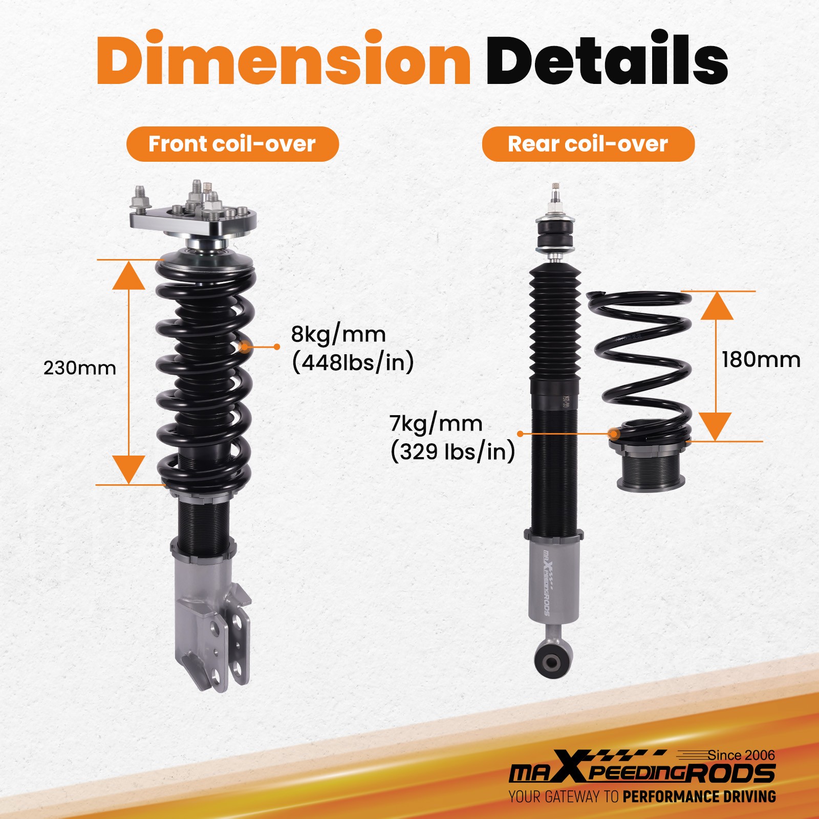 Coilovers 24 Way Damper Adjustable Shock Suspension Kit for Ford Mustang 94-04