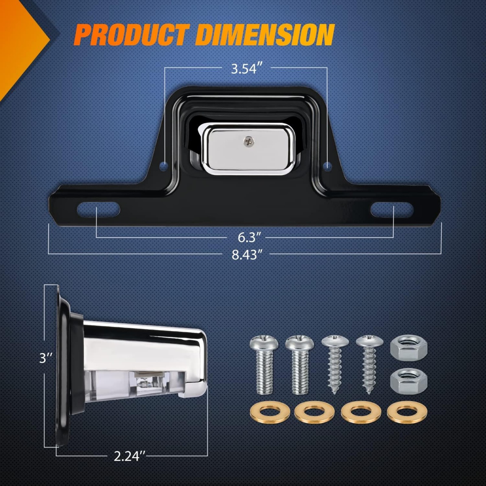 Chrome DC 12V Bracket-Mount DOT 2 LED License Plate Light for Boat Trailer UTV