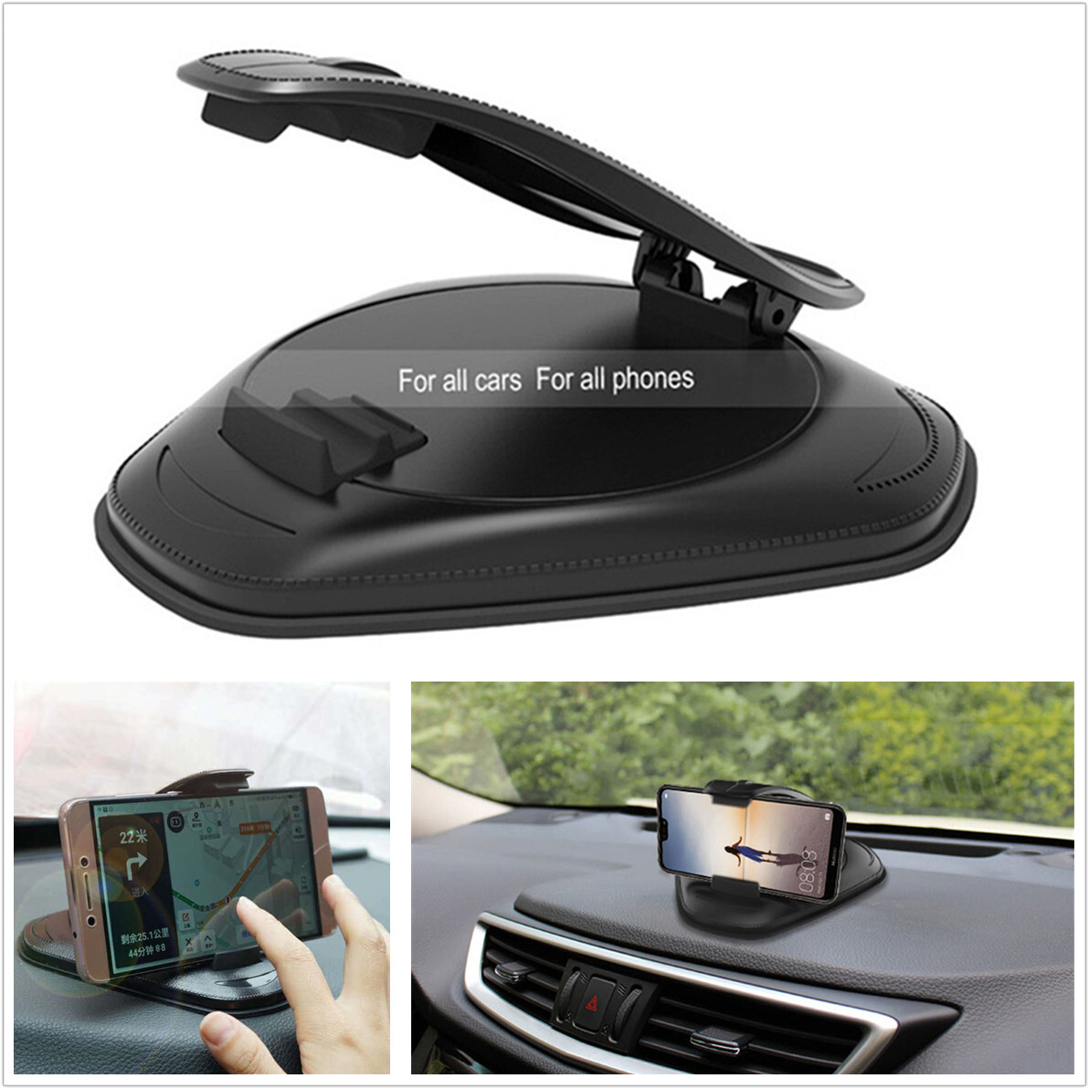 Phone Mount Holder Clip Car Dashboard Stand For 3in-7in Cell Phone Adjustable