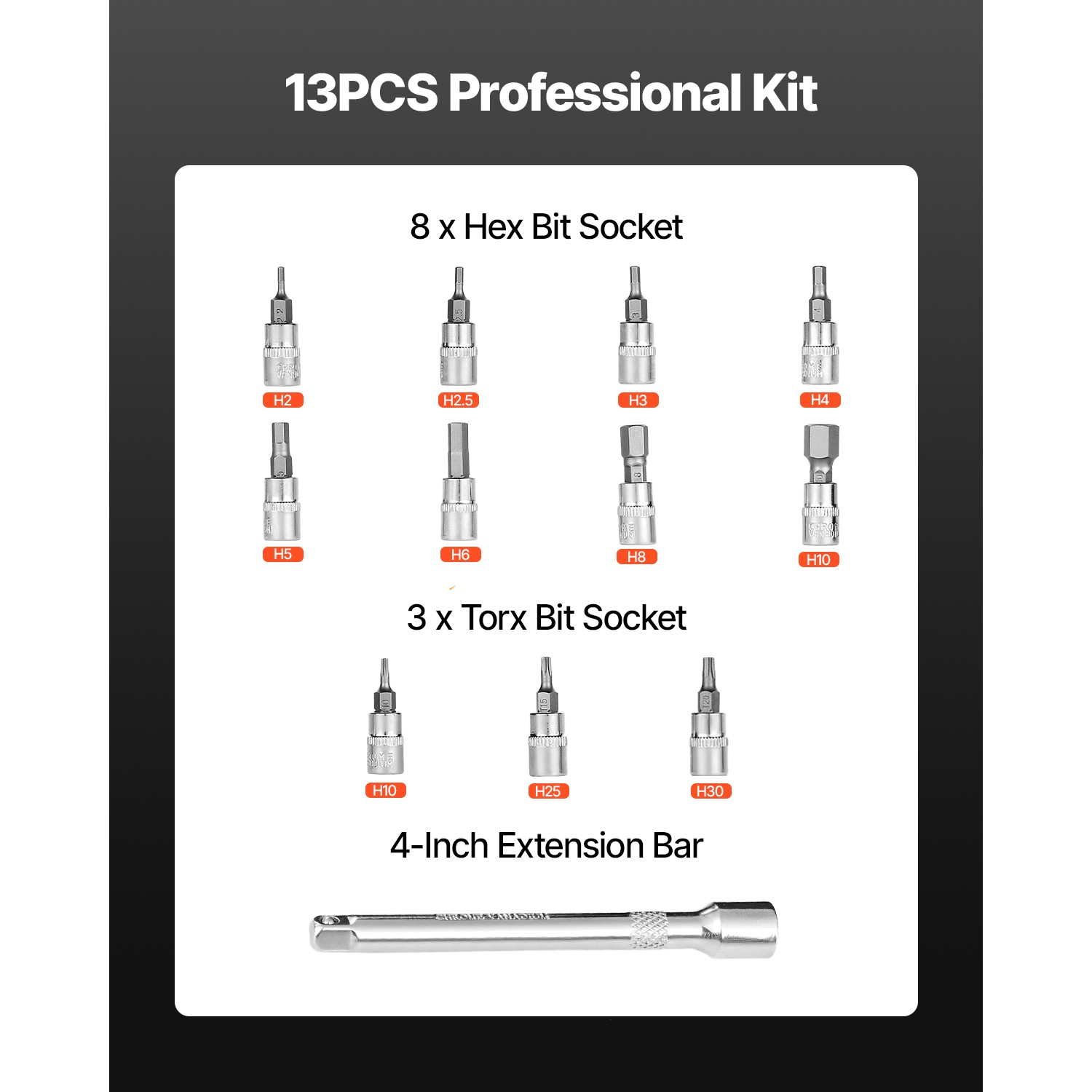 Click Torque Wrench Set 1/4 Inch Drive 20-200lbf-in /2.3-22.6N.m 72-Tooth Orange