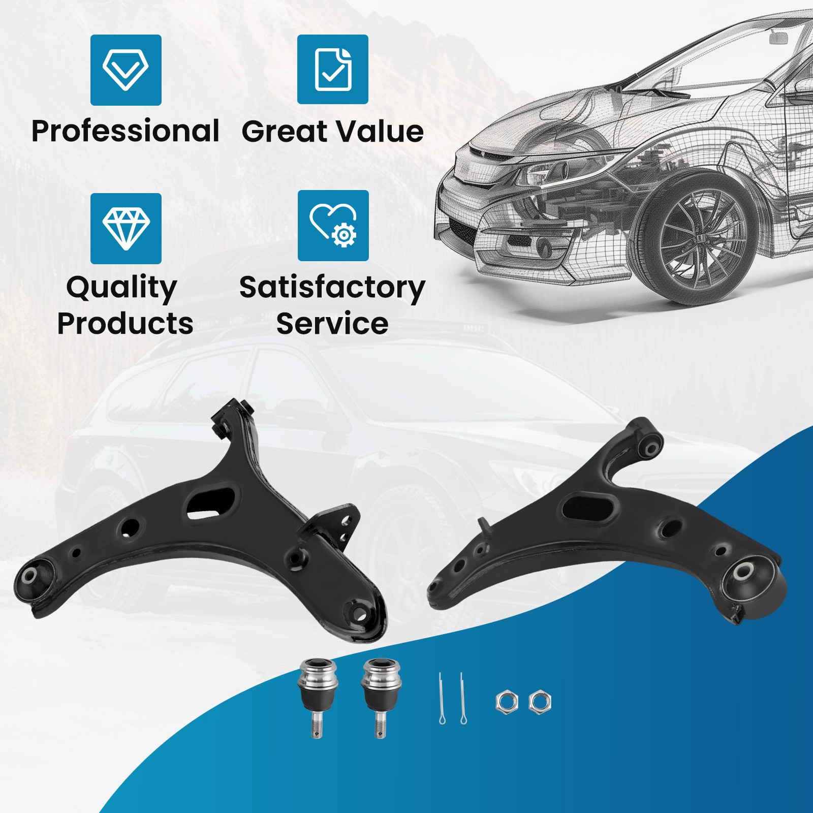 Pair Front Lower Control Arms w/Ball Joint For Subaru Legacy Outback 2010-2014