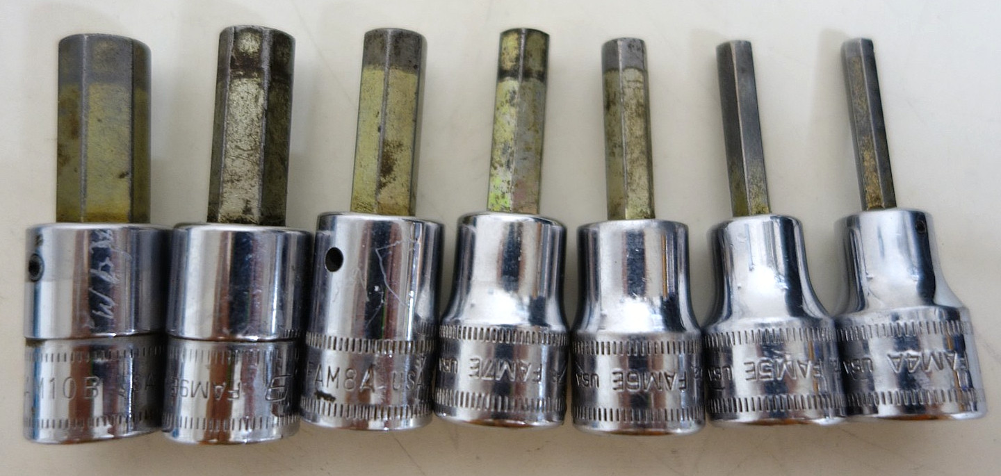 Lot Of 7 Snap-On 3/8″ Drive 4-10mm Hex Allen Bit Driver Sockets