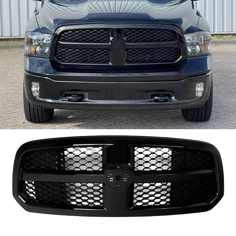 Gloss Black Honeycomb Front Grille For Dodge Ram 1500 2013-2018