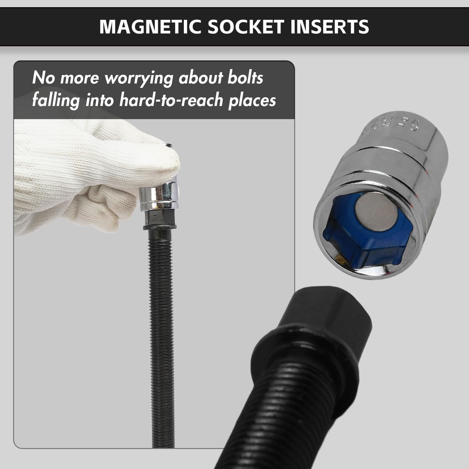 21PC Magnetic Socket Inserts SAE & Metric 5/16-7/8″ 8-19mm Universal Bolt Holder