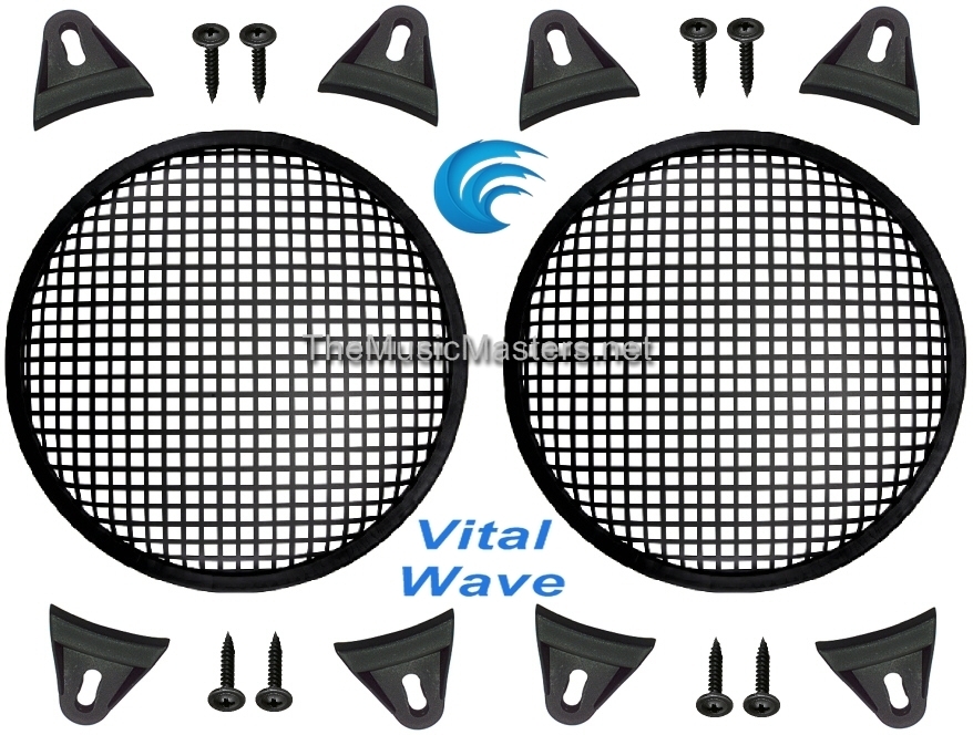 2X Black PLASTIC 10″ inch Sub Woofer Speaker WAFFLE GRILL Protective Cover VWLTW
