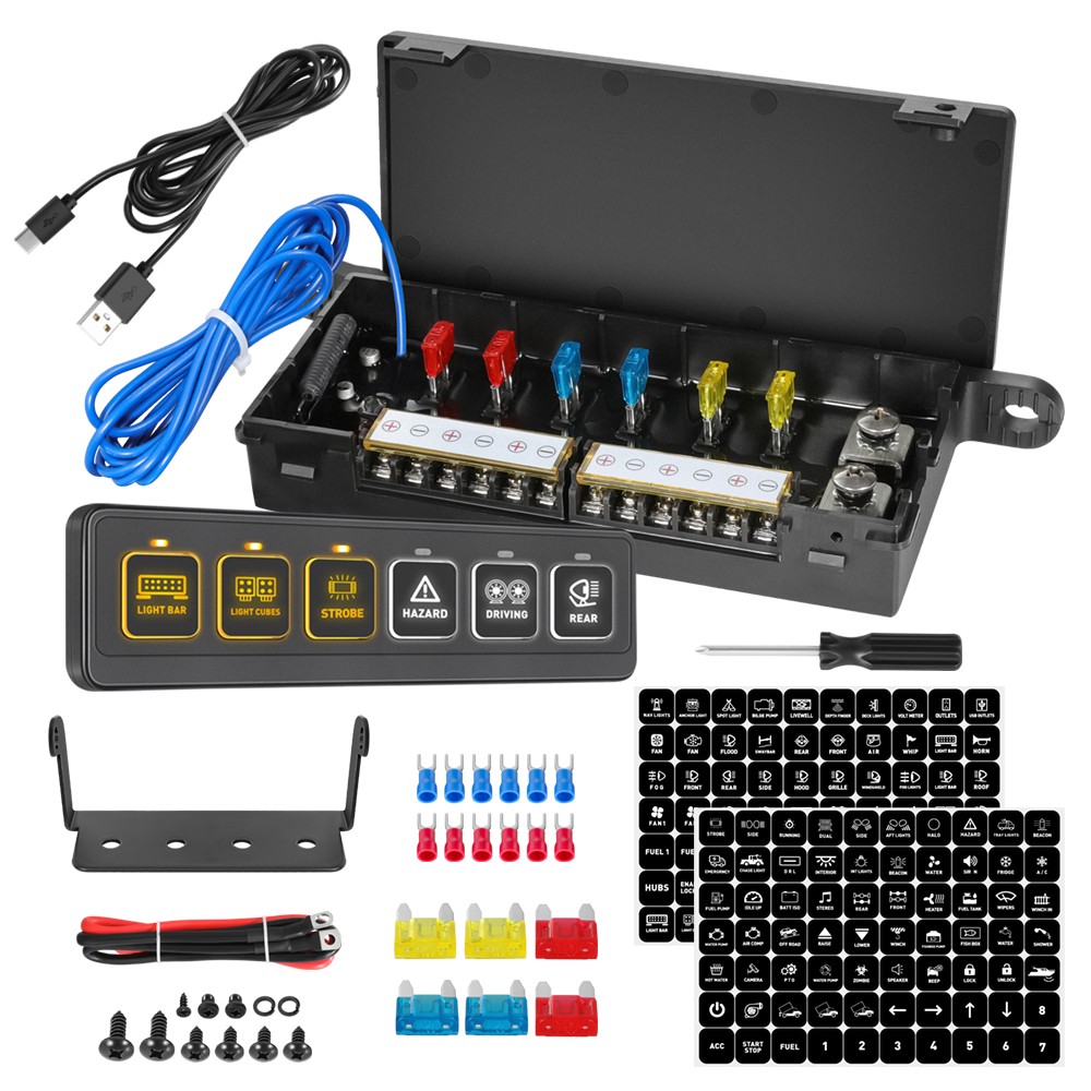 6Gang Wireless Switch Panel ON-Off Circuit Control Relay Box Truck Marine 12-24V