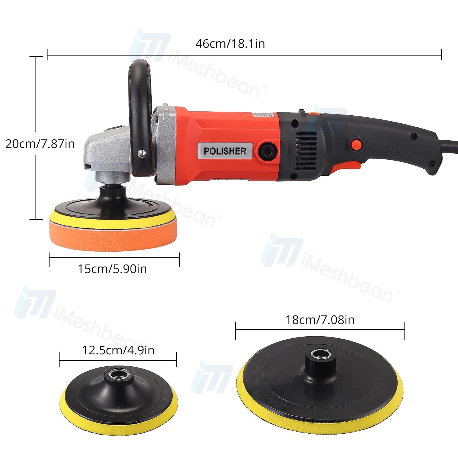 1400W Car Polisher Polishing Machine Buffer Sander 5″ 6″ 7″ Wax Pad Buffing Kit