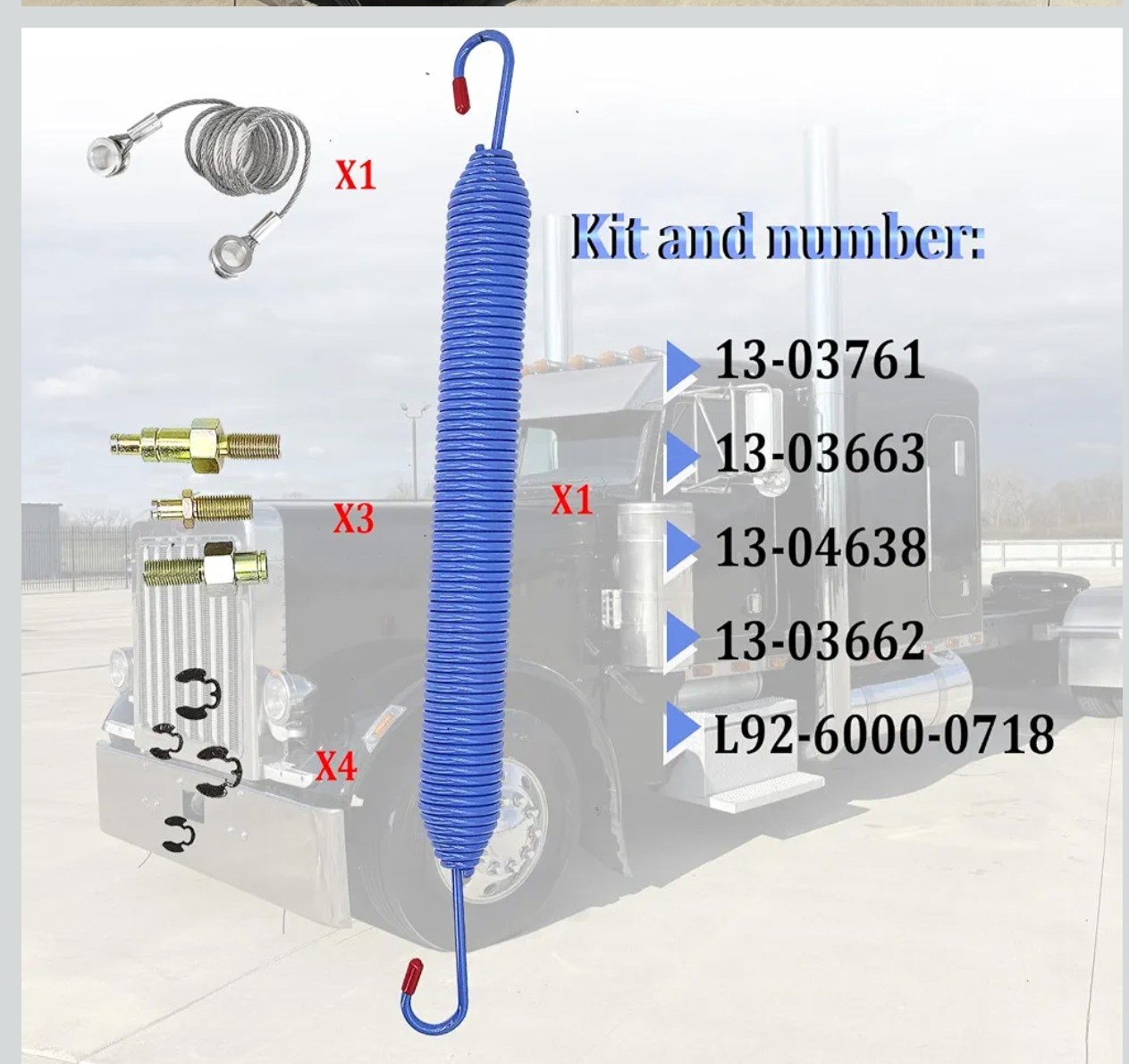 Hood Spring Cable Stud Bolt Repair Kit Peterbilt 379 357 377 13-03761 L926000071