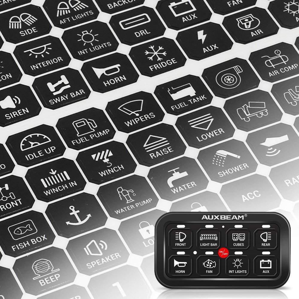 Auxbeam 120Pcs Switch Panel Sticker For BA80,GA80,BB80,GB80,BC60,GC60,AR-800 US