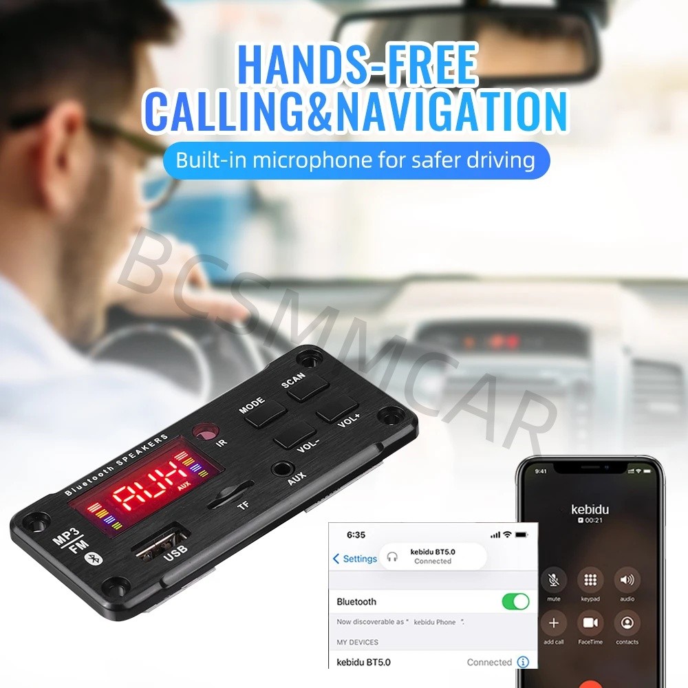 Bluetooth 5.0 Decoder Board Car MP3 Player Power Amplifier USB TF AUX FM Radio