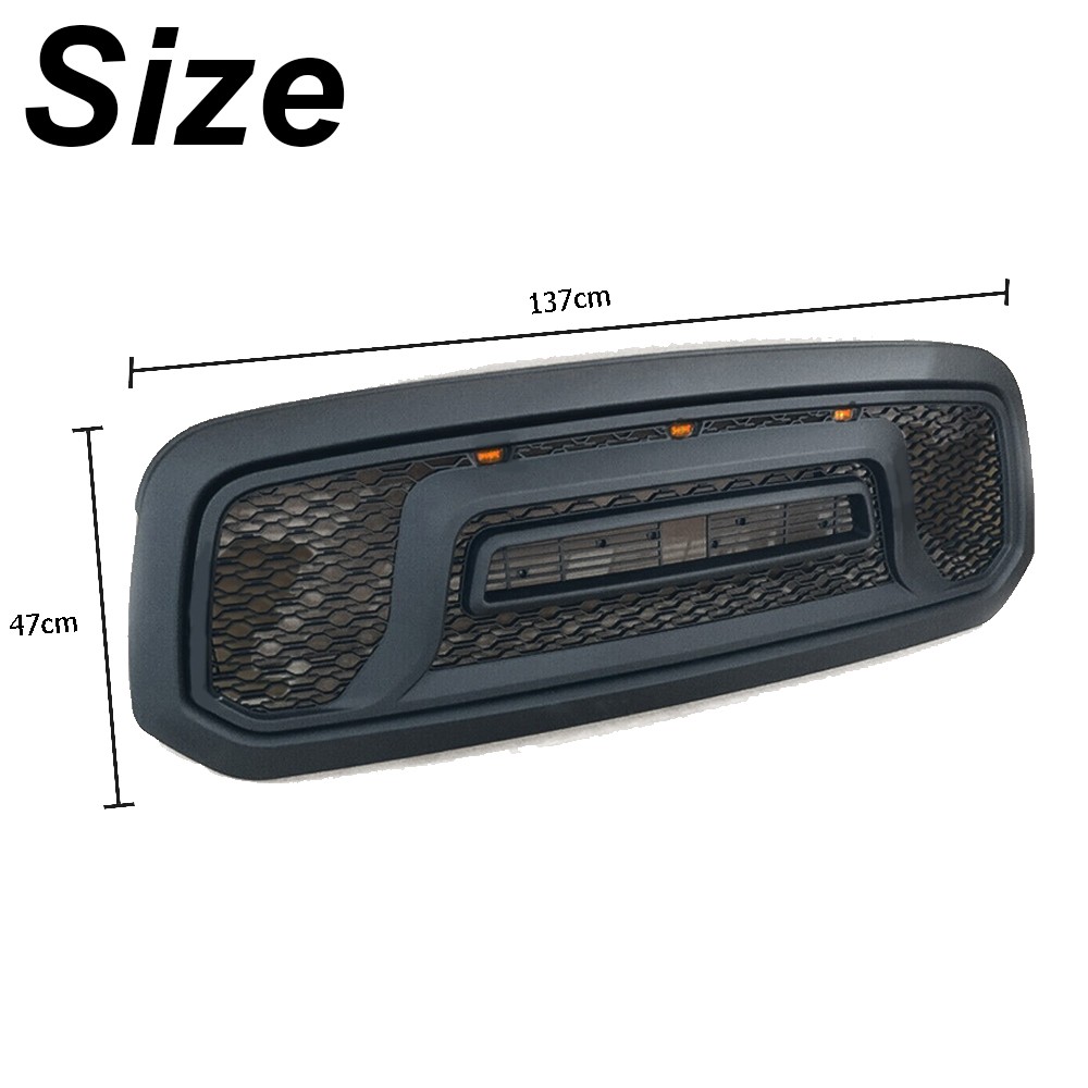 Front Grille For 2013-2018 Dodge Ram 1500 Rebel Style W/Letter W/LED Matte Black
