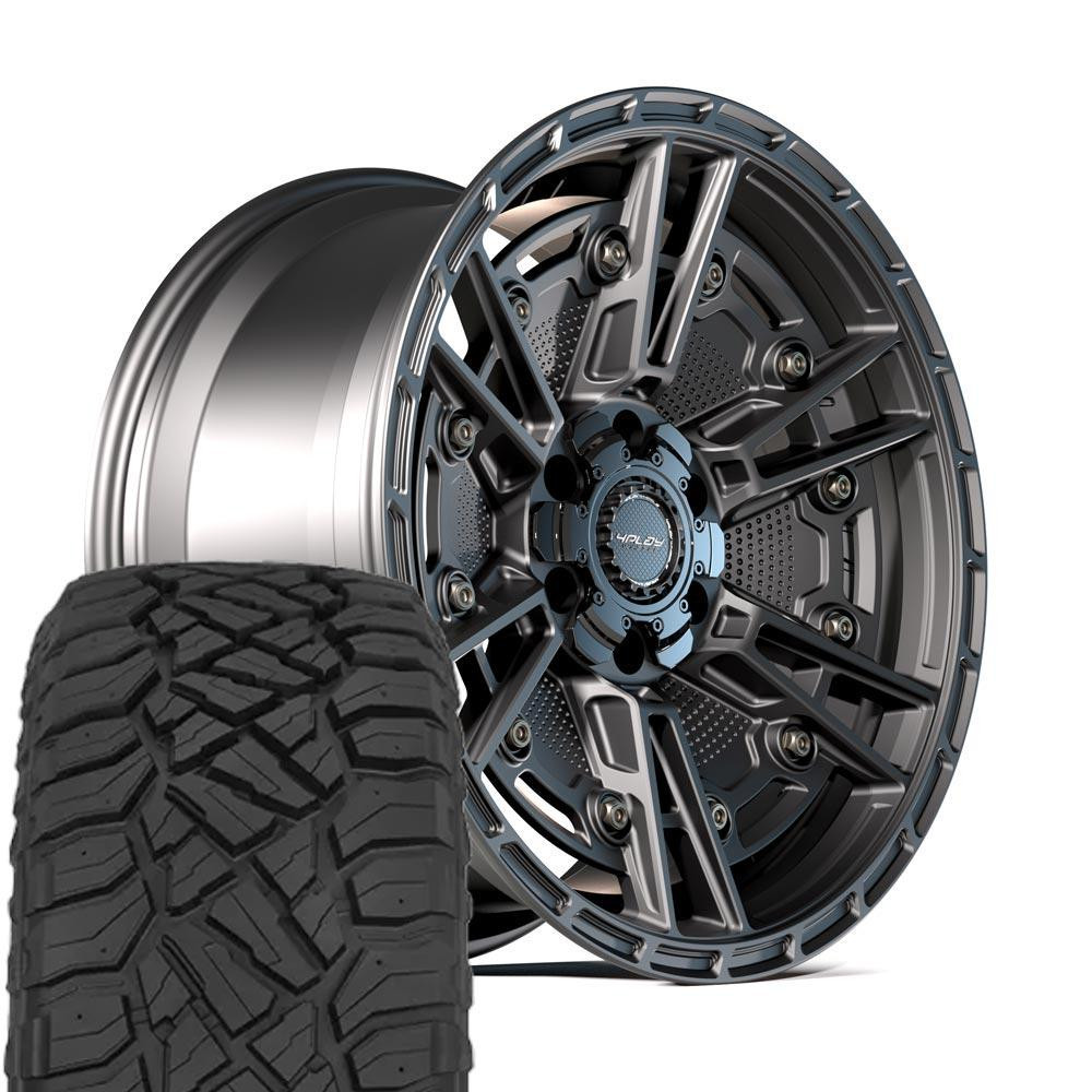 4PLAY 4PS01 20×9 Black Rims & 275/55R20 A/T Tires Set 6X135 & 6X139.7 -6ET