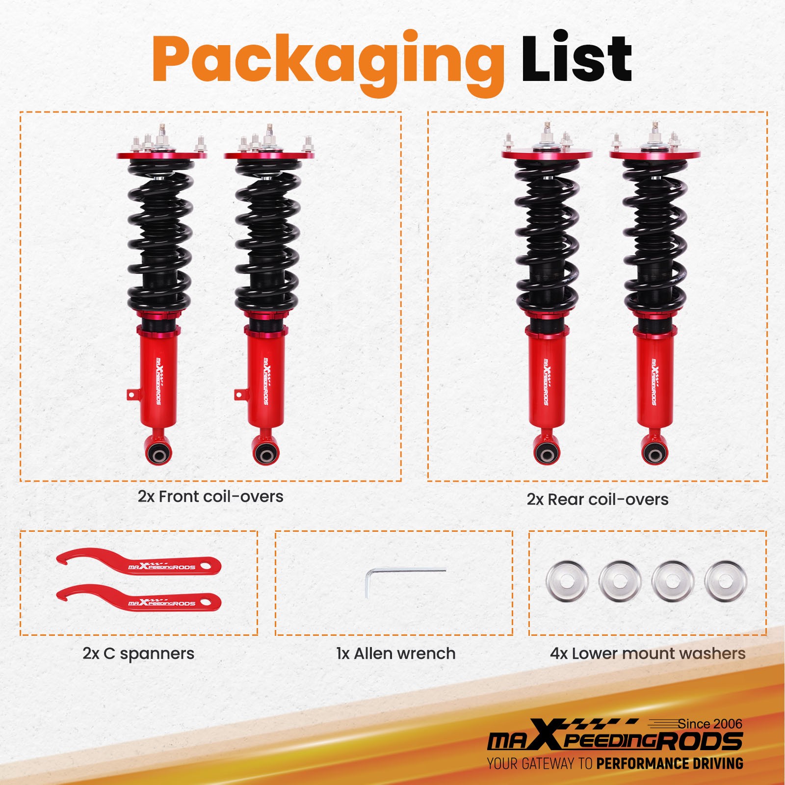 MaXpeedingrods Adjustable Coilovers 24-Step Damper For Toyota Supra 86-92 MK3