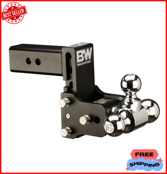 B&W Tow & Stow 3-Ball Mount 2-1/2″ Hitch 4-1/2″ Drop/Rise 18K Black – FREE SHIP