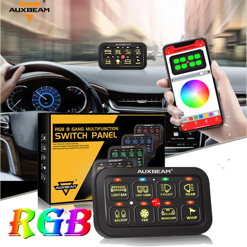Auxbeam RGB 8 Gang Auxiliary AR-800 Toggle Momentary Pulsed Switch Panel 03