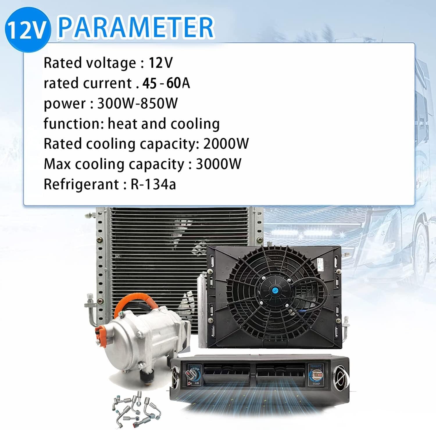 US 12V Underdash Electric Air Conditioner Only Cool AC Unit for Car Van