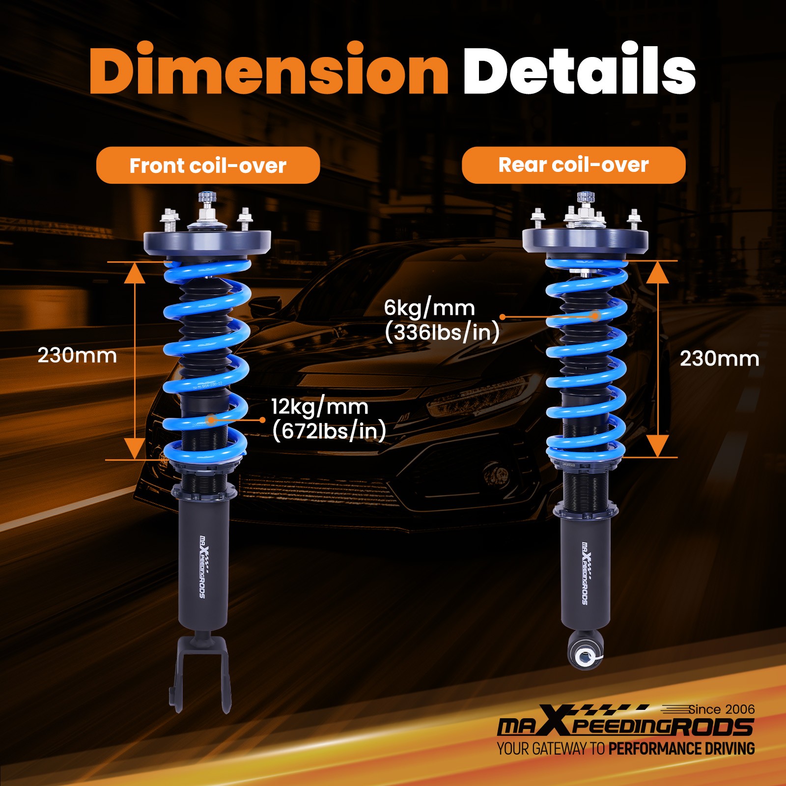MaXpeedingrods Coilover Shock Struts Kit For Jaguar XJ8 / XJR X350 X358 03-09