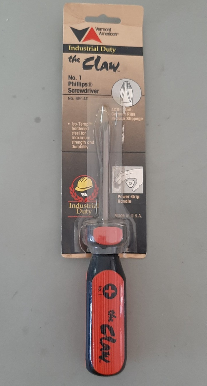 NOS Vermont American USA The Claw ACR #1 No. 1 Phillips Screwdriver 49145 3K
