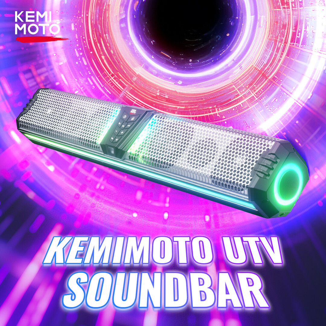 KEMIMOTO Midnight S80 32″ RGB UTV Sound Bar IP66 Deep Bass for Golf Cart Marine