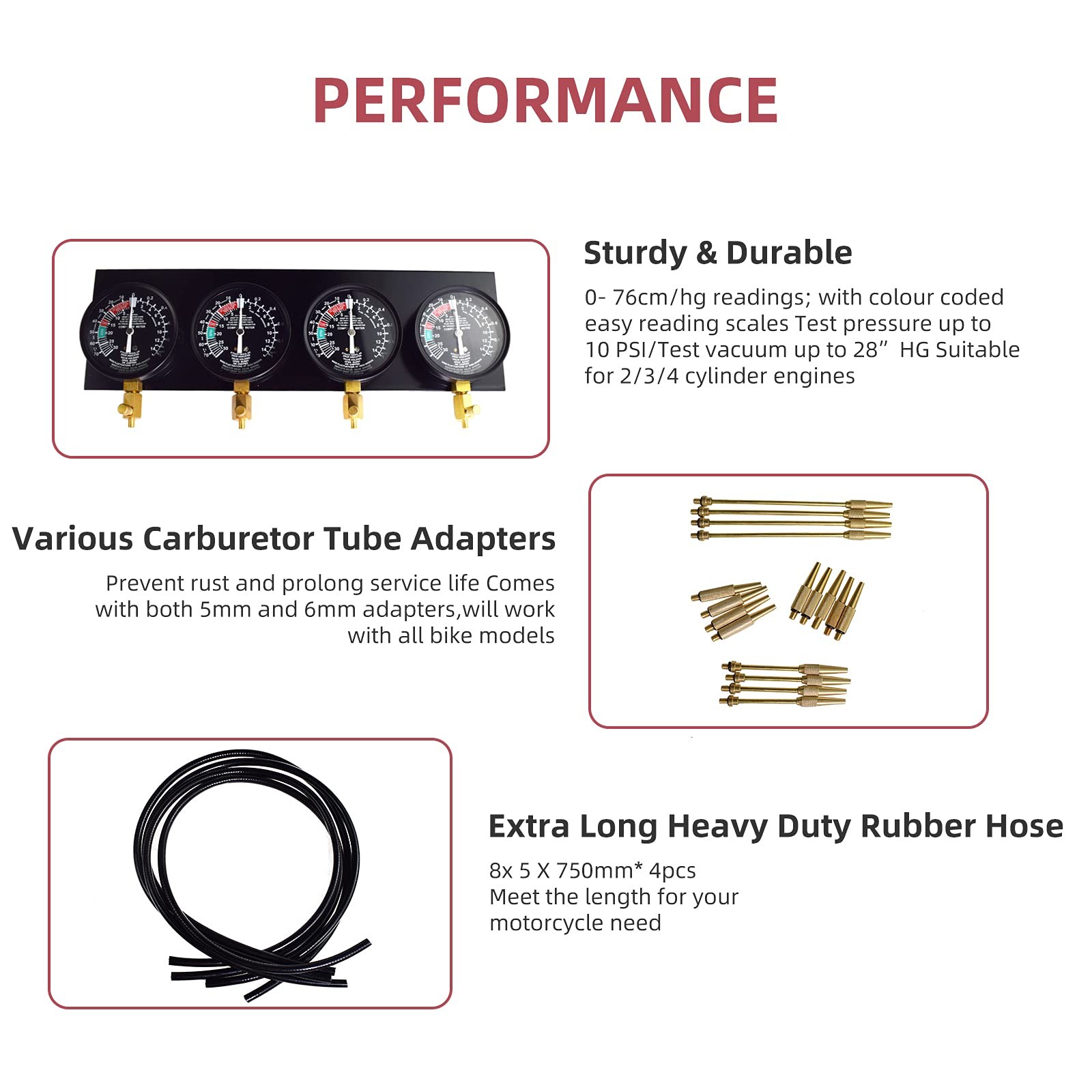 Alltooetools Universal Vacuum Carburetor Synchronization Balancer Basic style