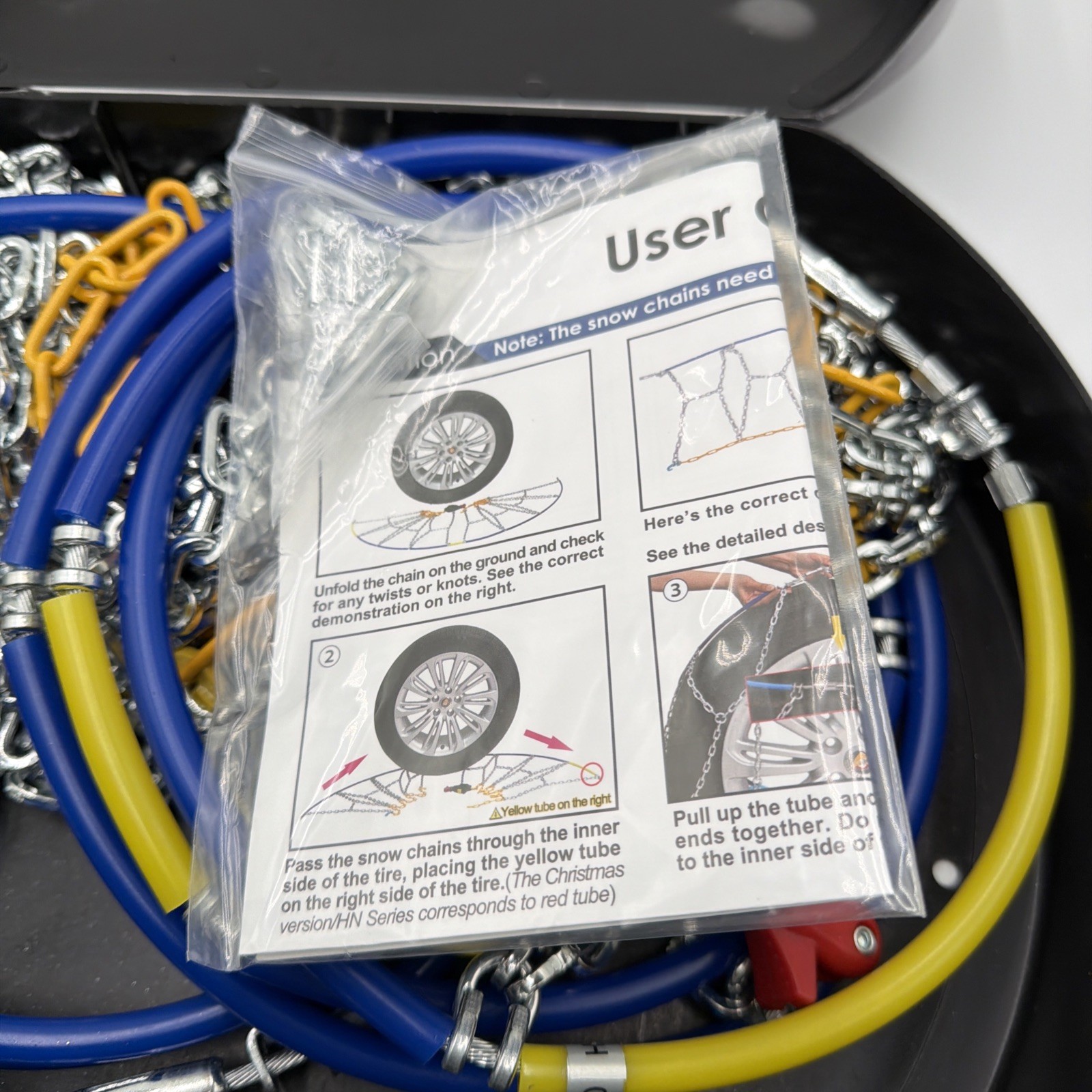 HKN-130 Auto-Fixing Snow Tire Chains Quick Fit Set of 2 Cars SUV Pickup Trucks