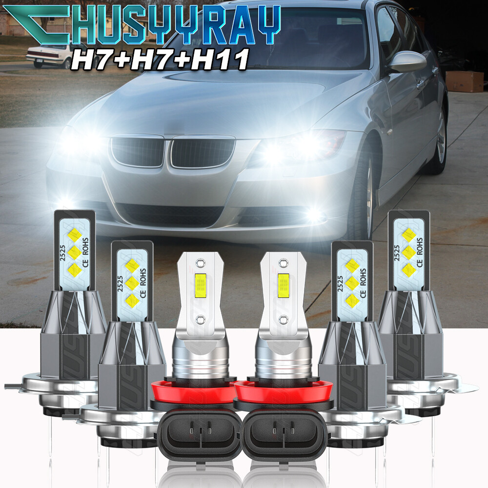 Combo LED Headlight Fog Light Bulbs Kit 8000K Fit BMW 328i 325xi 330xi 2002-2006
