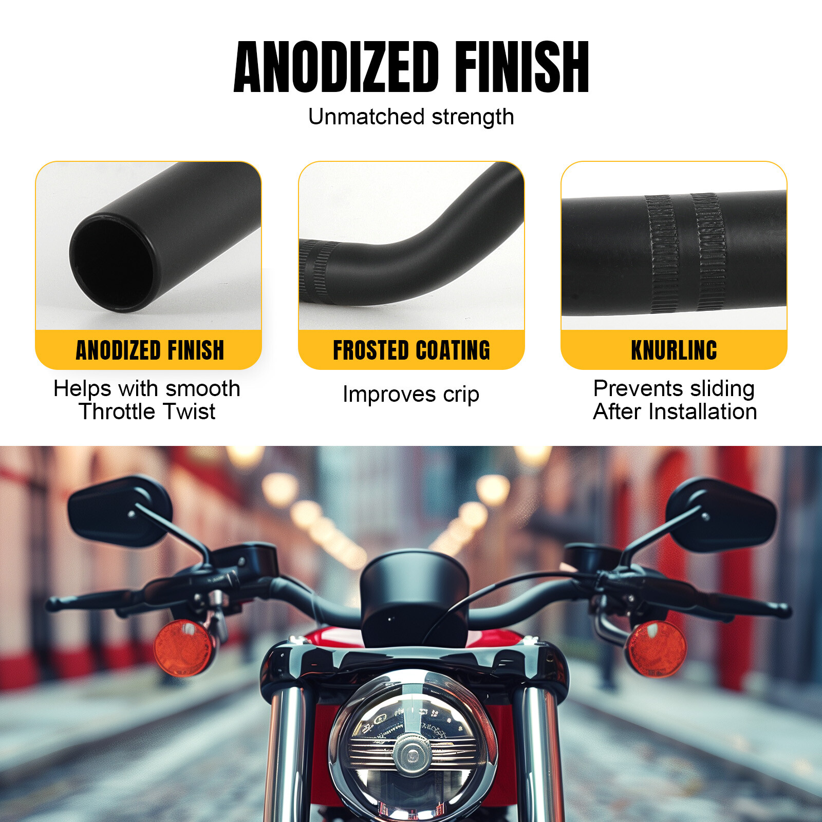 Motorcycle Handlebar Handle Bars 7/8″ 22mm Black For Kawasaki Z1000 Z750