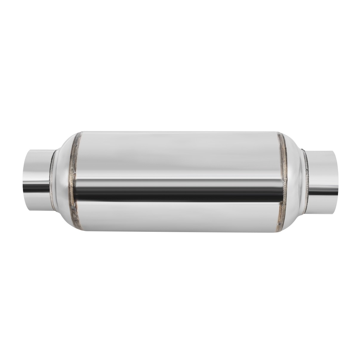 1PC Exhaust Muffler / Resonator Stainless Steel 3″ IN 3″ OUT 12″ Overall Length