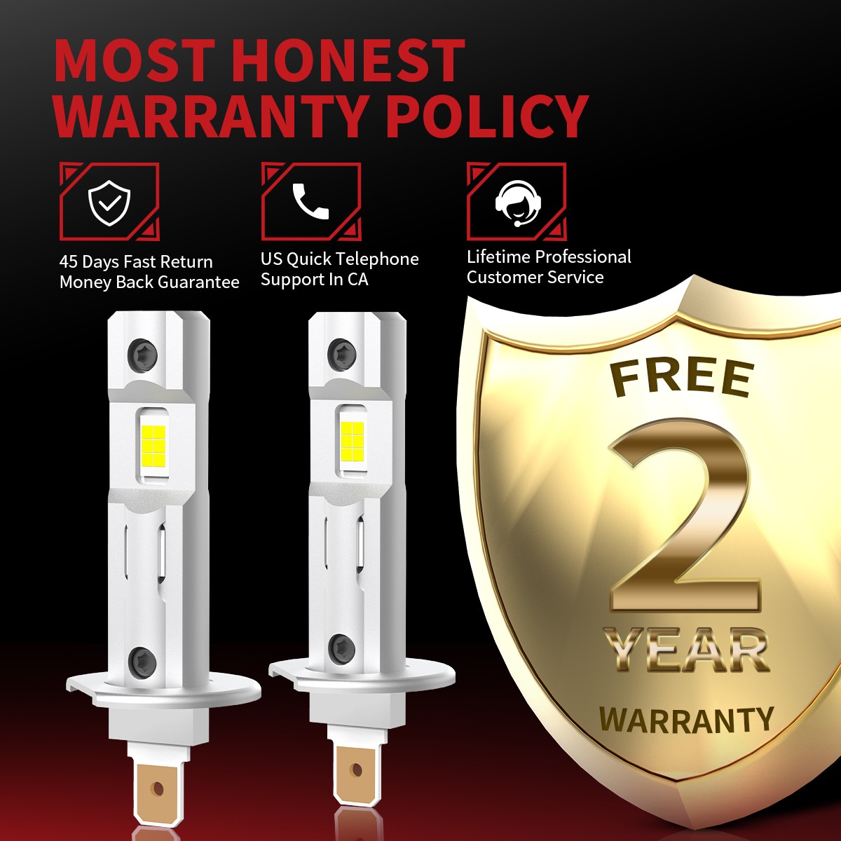 LASFIT 2x H1 LED Headlight Bulb Kit High or Low Beam or Fog Light Lamp 6000K 60W