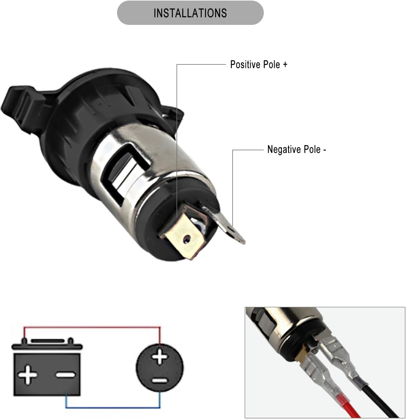 Cigarette Lighter Socket, DC 12V Car Lighter,12 Volt Female Power 3