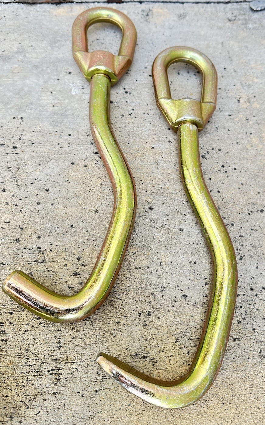 Set Of 2 J-Style Round & Flat Nose Sheet Metal J Hook Auto Repair Pulling Tools