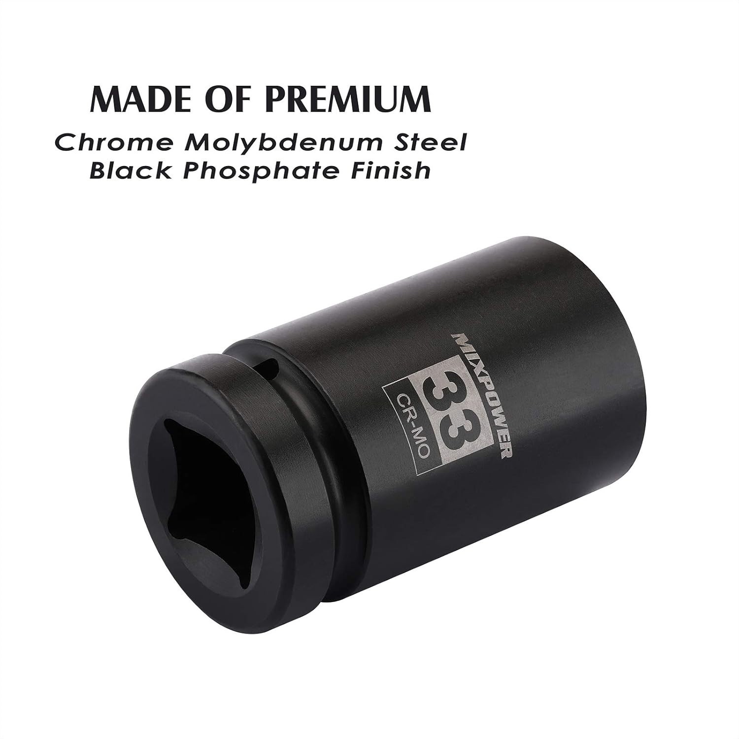 MIXPOWER 1 Inch Drive Deep Impact Socket, CR-MO, 33mm, 6 Point, Radius 33mm
