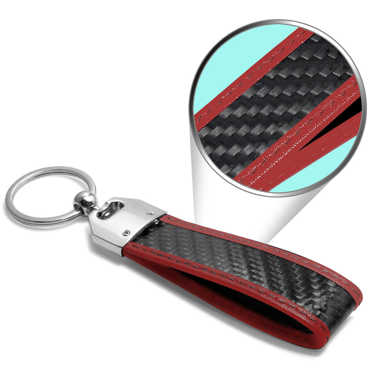 Dodge Durango Real Carbon Fiber Strap with Red Edge Key Chain Key-ring