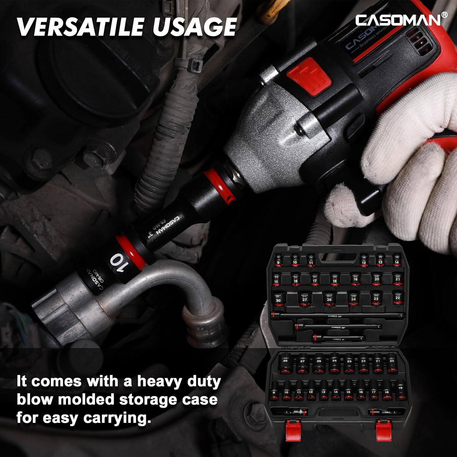 43 PCS 1/2″ Drive Master Impact Socket Set Deep 6-Point Metric 9mm – 30mm CR-MO