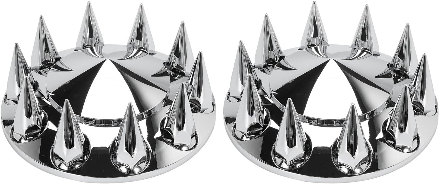 Spiked Hub Cover Chrome ABS Kits 33mm Front & Rear Semi Truck Wheel Axle Covers