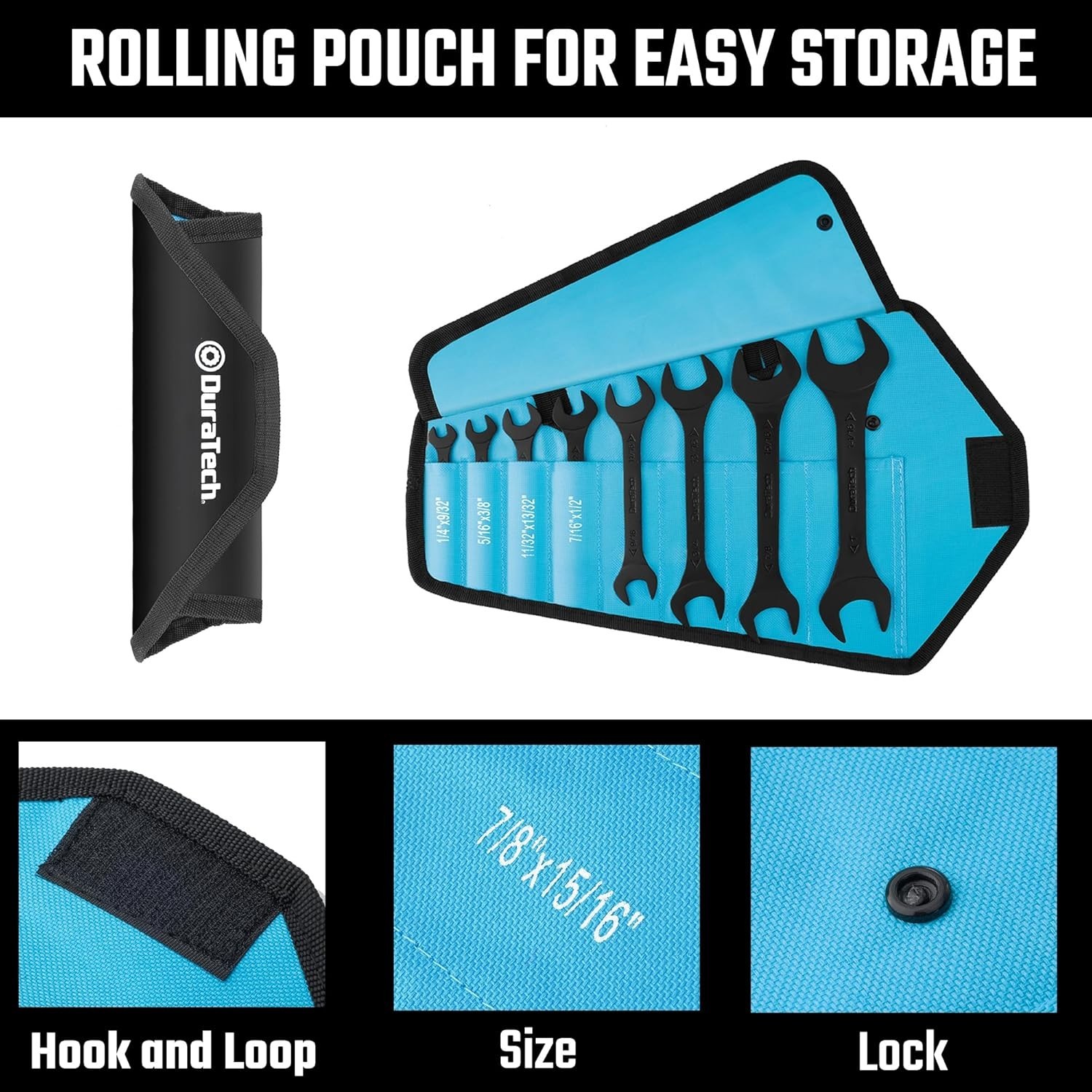 Super-Thin Open End Wrench Set, SAE, 8-Piece,1/4″ to 1-1/16″, Black Electrophore