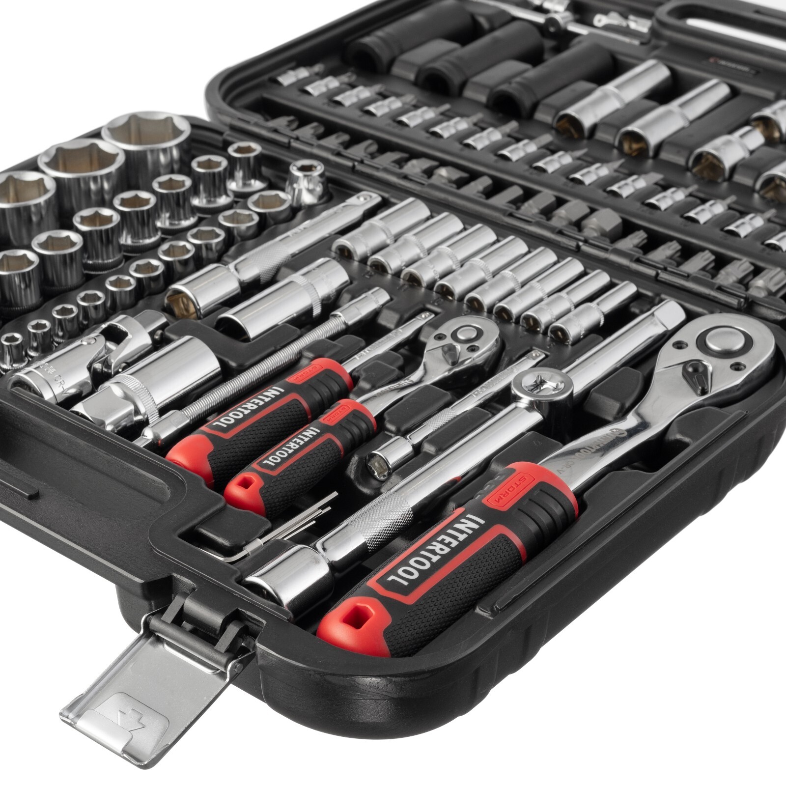 INTERTOOL 111pc 1/4″ and 1/2″ Ratchet Socket Wrench and Bit Set ET08-8111