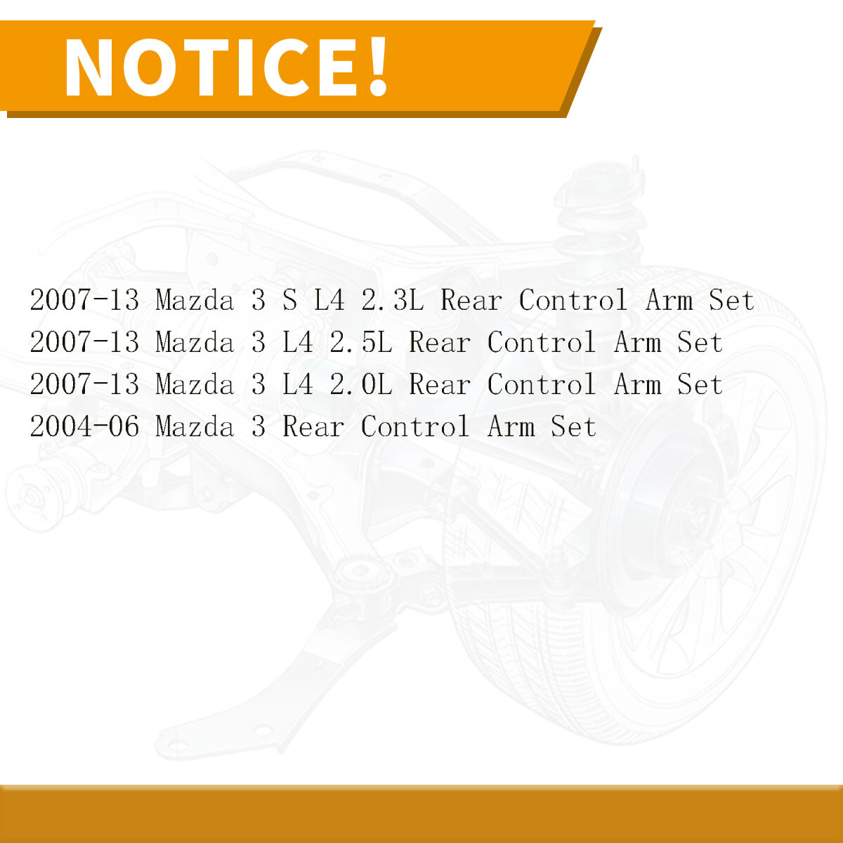 6Pcs Rear Upper Lower Control Arm Suspension Kit Set for 2004 – 2009 Mazda 3