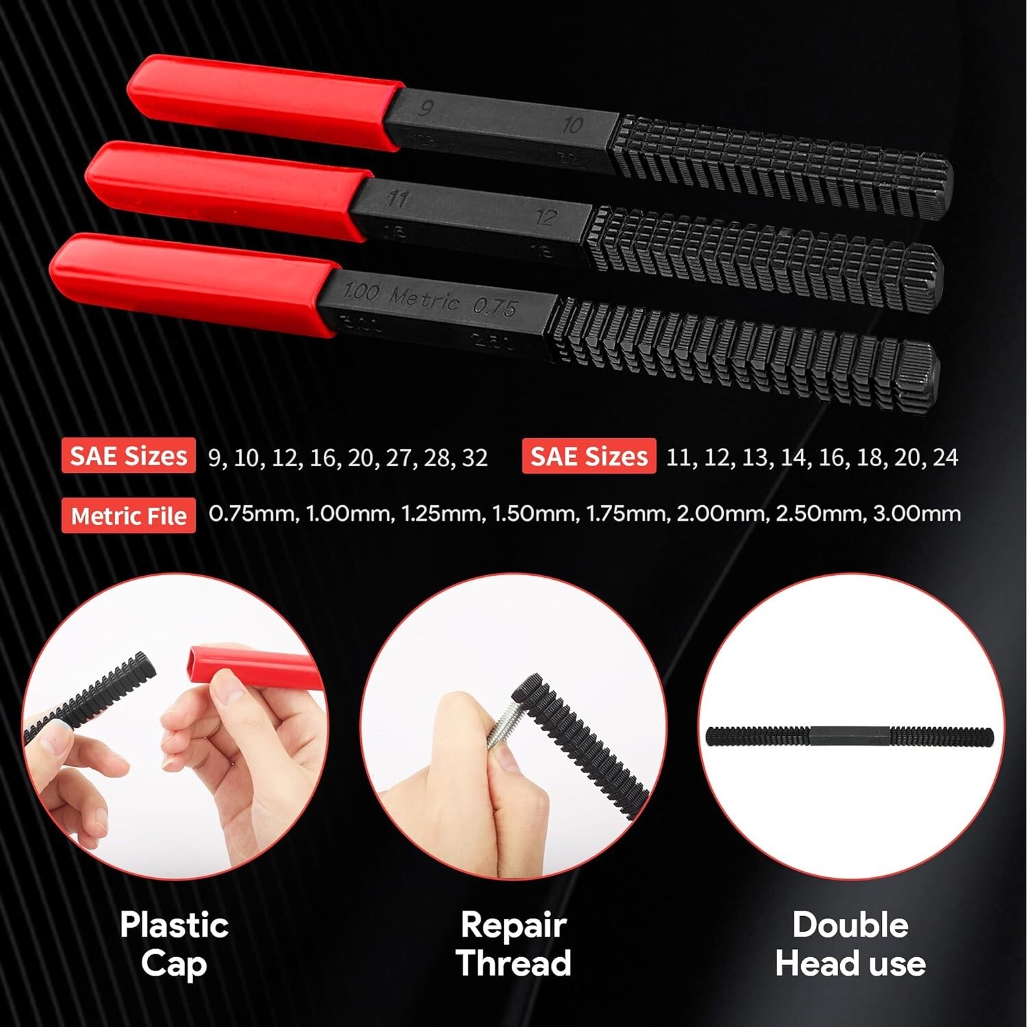 49PCS Thread Repair Chaser Tool UNC UNF Metric Thread Restorer Kit