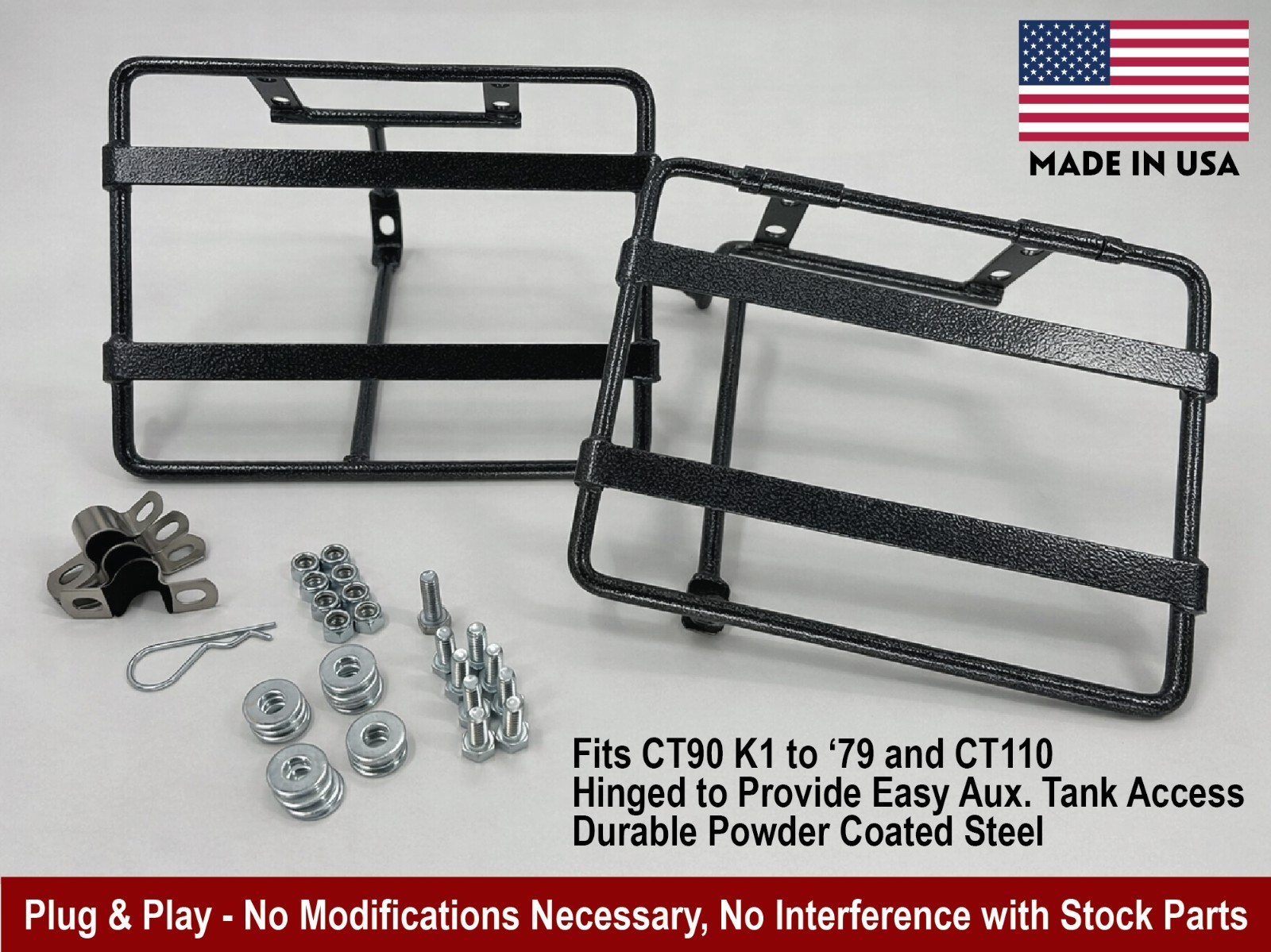 USA Made Saddlebag Racks for Honda CT90 CT110 Trail Bike – Easy, No Mod Install